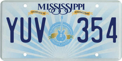 MS license plate YUV354