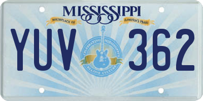 MS license plate YUV362