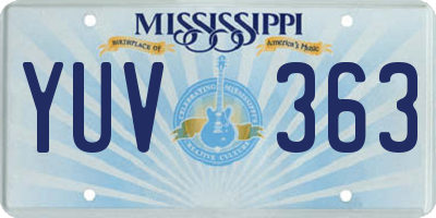 MS license plate YUV363