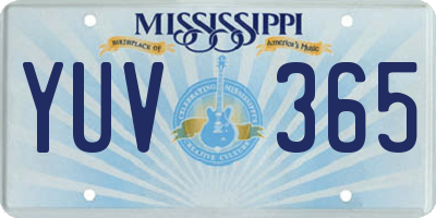 MS license plate YUV365