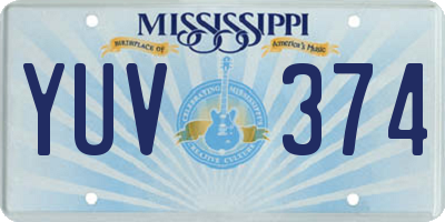 MS license plate YUV374