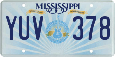 MS license plate YUV378
