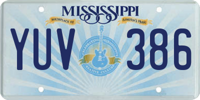 MS license plate YUV386