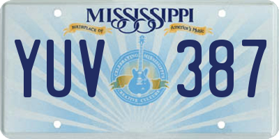 MS license plate YUV387