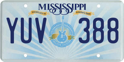 MS license plate YUV388