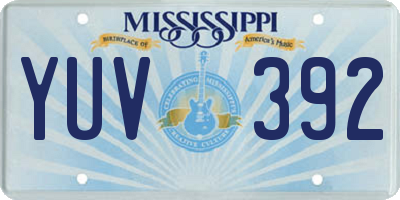 MS license plate YUV392