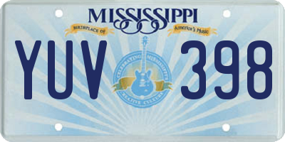 MS license plate YUV398