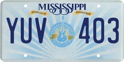 MS license plate YUV403