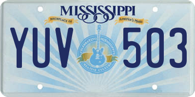 MS license plate YUV503