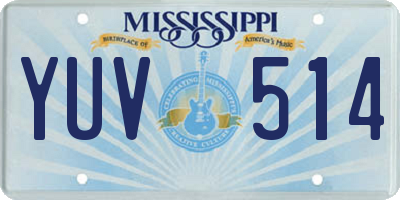 MS license plate YUV514