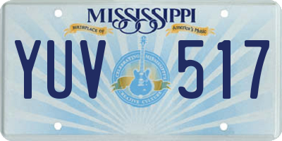MS license plate YUV517