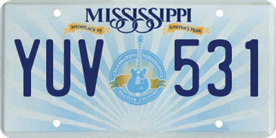 MS license plate YUV531