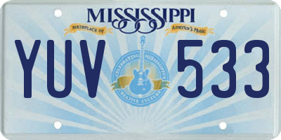 MS license plate YUV533