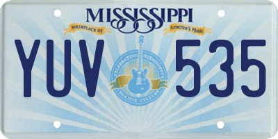 MS license plate YUV535