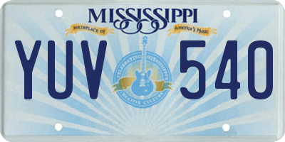 MS license plate YUV540