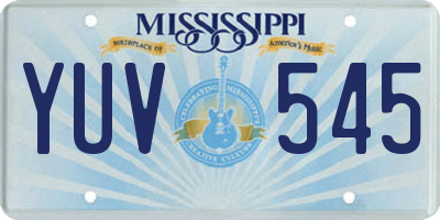 MS license plate YUV545