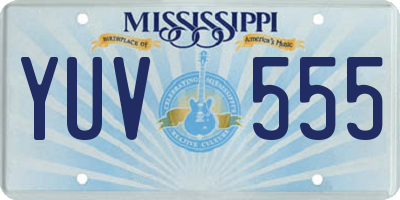 MS license plate YUV555