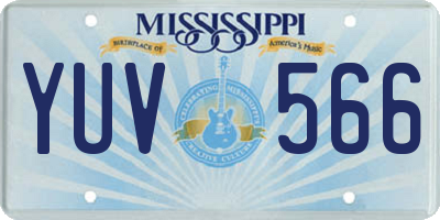 MS license plate YUV566
