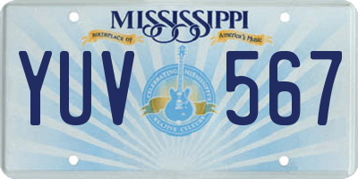 MS license plate YUV567