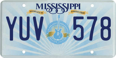 MS license plate YUV578