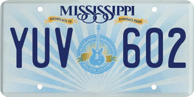 MS license plate YUV602