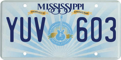 MS license plate YUV603