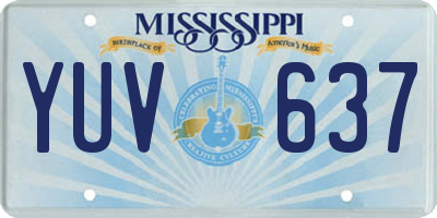 MS license plate YUV637