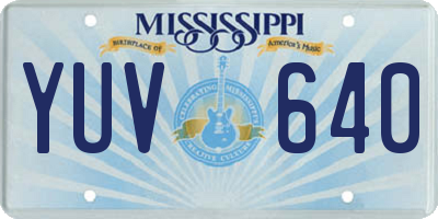 MS license plate YUV640