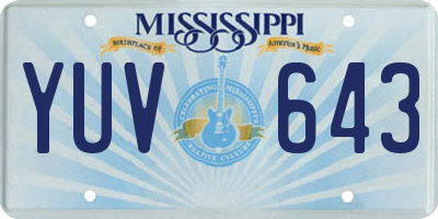 MS license plate YUV643