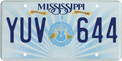 MS license plate YUV644