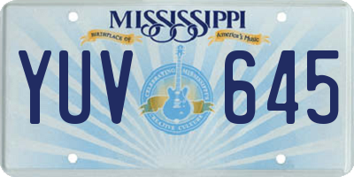 MS license plate YUV645