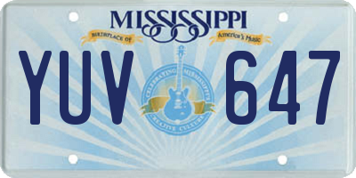 MS license plate YUV647