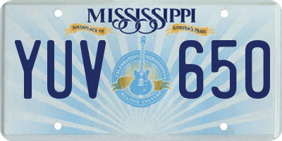 MS license plate YUV650