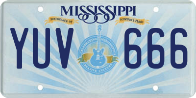 MS license plate YUV666