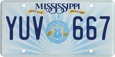 MS license plate YUV667