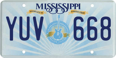 MS license plate YUV668
