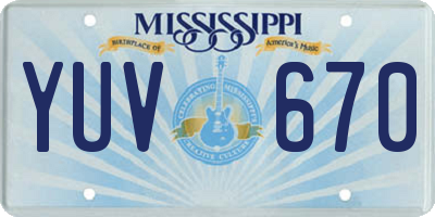 MS license plate YUV670