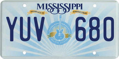 MS license plate YUV680