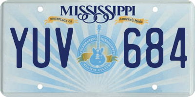 MS license plate YUV684