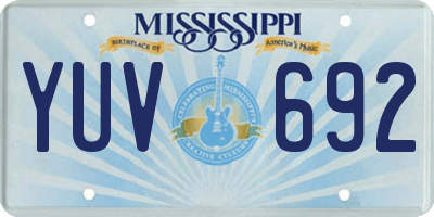 MS license plate YUV692