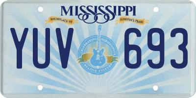 MS license plate YUV693