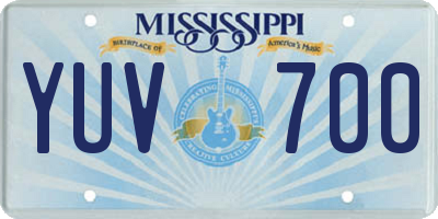 MS license plate YUV700