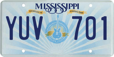 MS license plate YUV701
