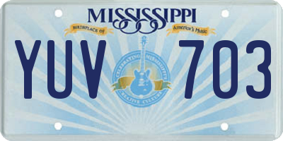 MS license plate YUV703