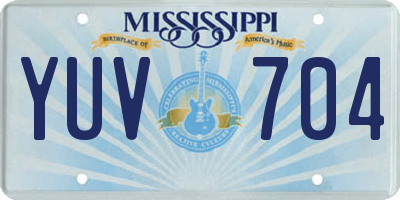MS license plate YUV704