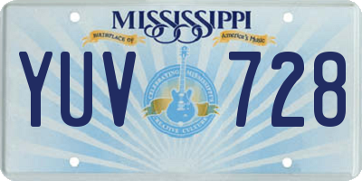 MS license plate YUV728