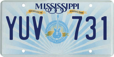 MS license plate YUV731