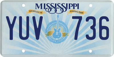 MS license plate YUV736