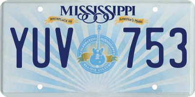 MS license plate YUV753