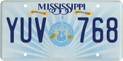 MS license plate YUV768